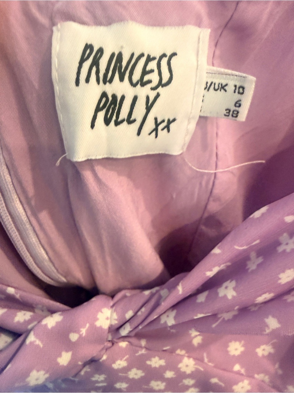 Princess Polly Freyah Mini Dress Purple Floral US 6 - Picture 6 of 6